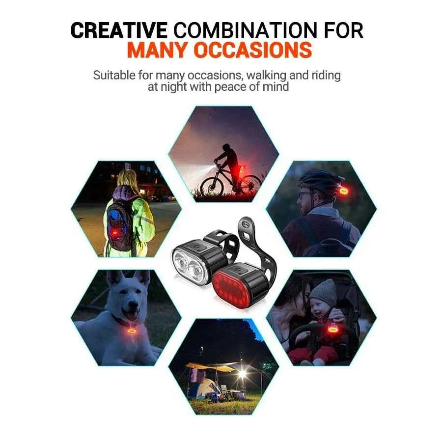 Heinast Bike Lighting Front and Rear Lights Bicycle Lamp Led Cycling Light Bike Flashlight for Bicycle Front Taillight Lantern