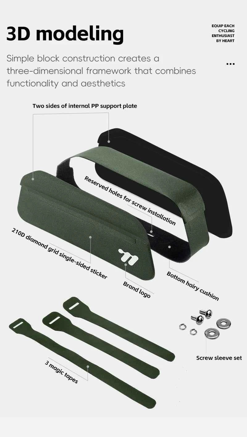 WEST BIKING Bicycle Magnetic Lid Top Tube Bag With Bolts Mounted & Straps MTB Road Bike Waterproof  Front Frame Structured Bag