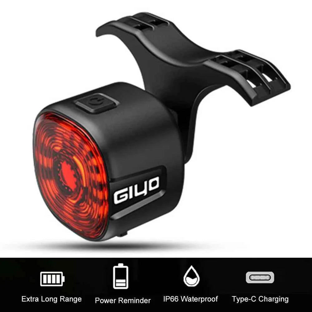 GlYO Bicycle Tail Light - Smart with Auto Brake Sensing / Non-Smart Option - IP66 Waterproof USB Rechargeable for MTB/Road Bike