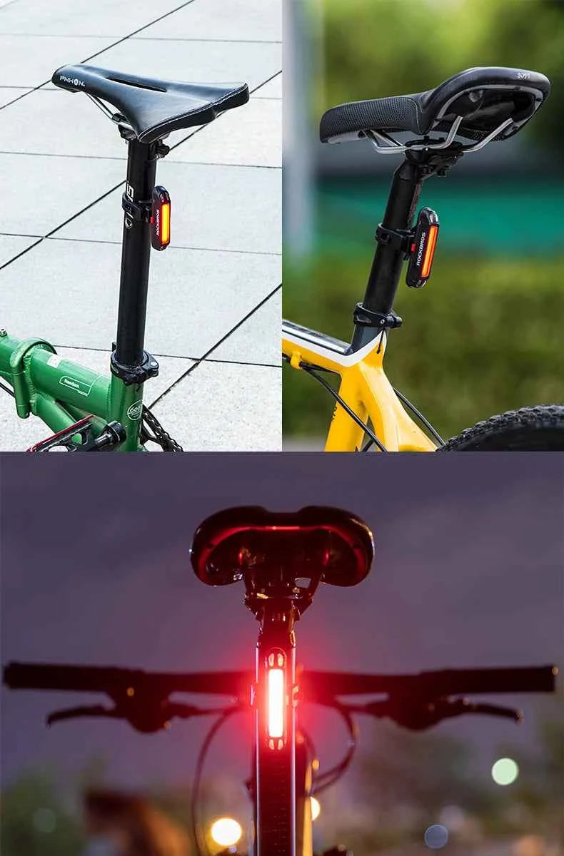 ROCKBROS Bike Tail Light Waterproof Seatpost Warning Bicycle Rear Light MTB Road LED Lamp Tailight USB Charging Cycling Light