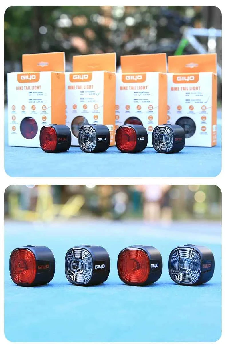 GlYO Bicycle Tail Light - Smart with Auto Brake Sensing / Non-Smart Option - IP66 Waterproof USB Rechargeable for MTB/Road Bike