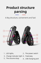 ROCKBROS Bike Tail Light Waterproof Seatpost Warning Bicycle Rear Light MTB Road LED Lamp Tailight USB Charging Cycling Light