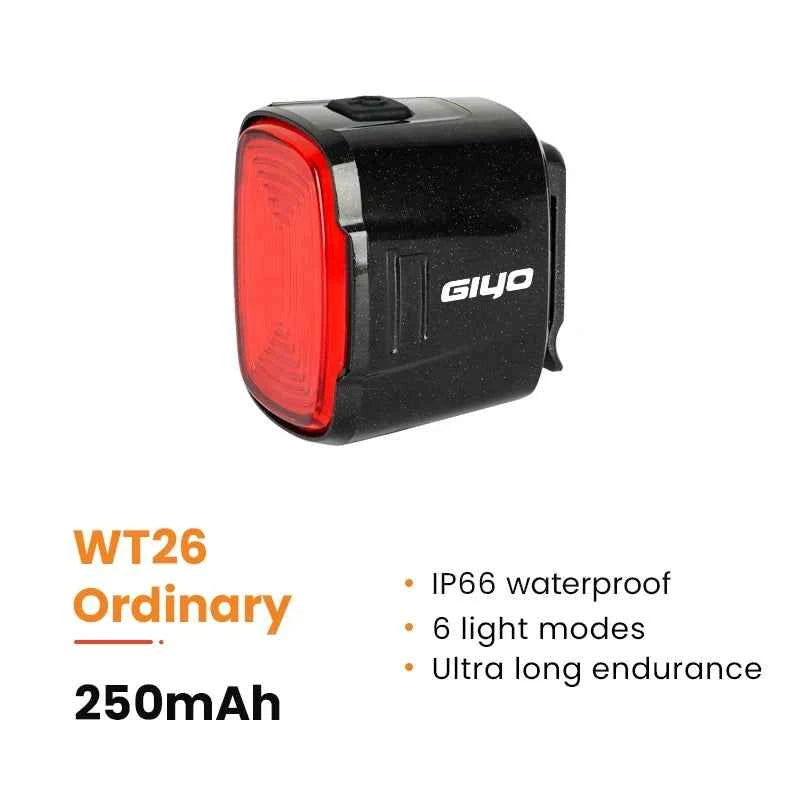 GlYO Bicycle Tail Light - Smart with Auto Brake Sensing / Non-Smart Option - IP66 Waterproof USB Rechargeable for MTB/Road Bike