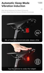 WEST BIKING Bicycle Rear Light Brake Sensing Digital Power Display Auto Start/Stop Long Endurance Taillight Cycling Accessories