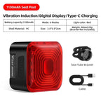 WEST BIKING Bicycle Rear Light Brake Sensing Digital Power Display Auto Start/Stop Long Endurance Taillight Cycling Accessories