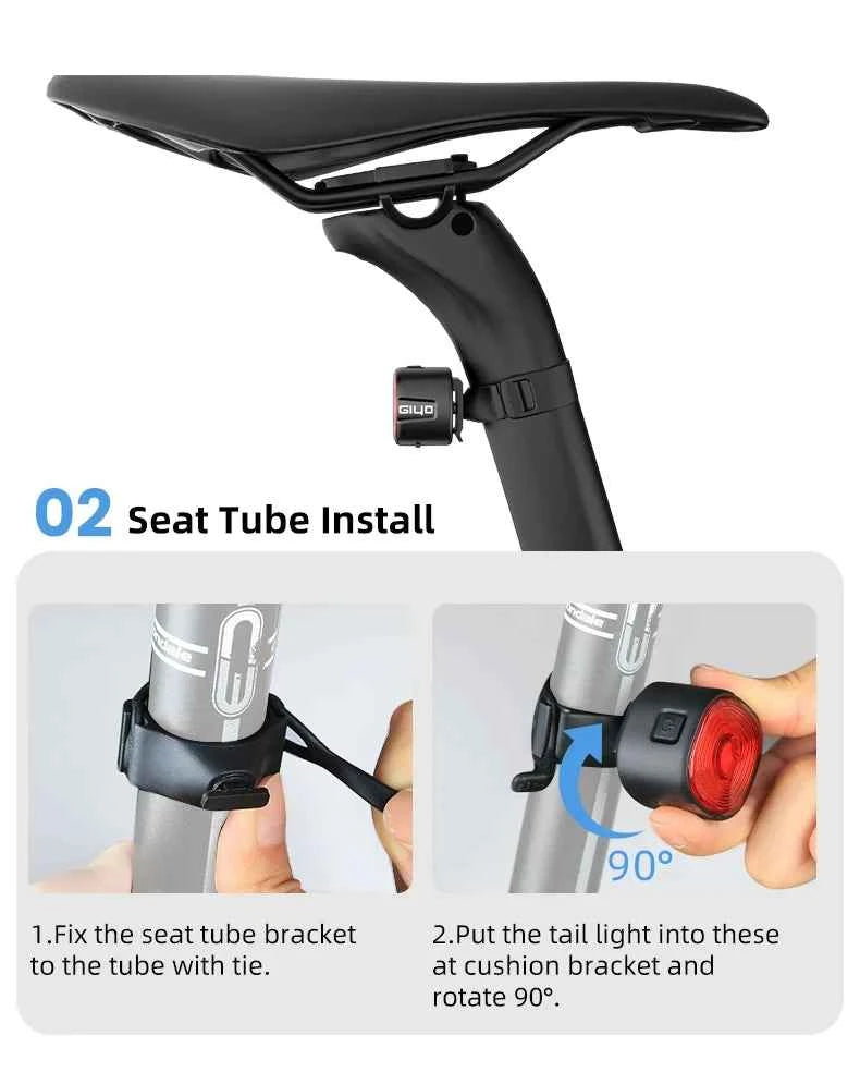 Tail Light for MTB/Road Bike ‌ IP66 Waterproof Smart with Auto Brake Sensing / Non-Smart Option LED Rear Lamp with RGB Light