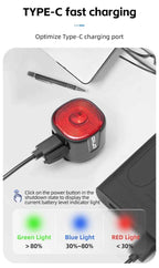 Tail Light for MTB/Road Bike ‌ IP66 Waterproof Smart with Auto Brake Sensing / Non-Smart Option LED Rear Lamp with RGB Light