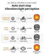 Tail Light for MTB/Road Bike ‌ IP66 Waterproof Smart with Auto Brake Sensing / Non-Smart Option LED Rear Lamp with RGB Light