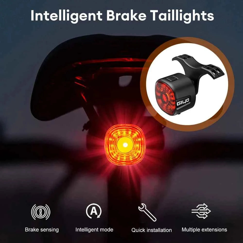 GlYO Bicycle Tail Light - Smart with Auto Brake Sensing / Non-Smart Option - IP66 Waterproof USB Rechargeable for MTB/Road Bike