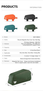 WEST BIKING Bicycle Magnetic Lid Top Tube Bag With Bolts Mounted & Straps MTB Road Bike Waterproof  Front Frame Structured Bag