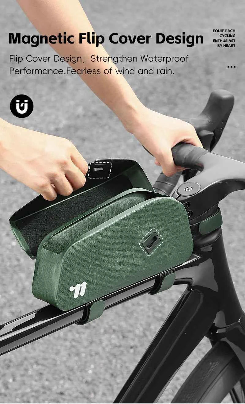 WEST BIKING Bicycle Magnetic Lid Top Tube Bag With Bolts Mounted & Straps MTB Road Bike Waterproof  Front Frame Structured Bag