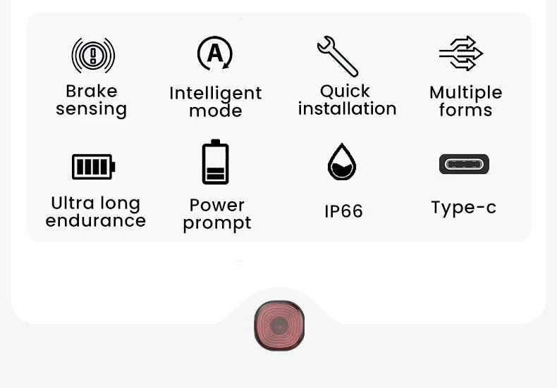 Tail Light for MTB/Road Bike ‌ IP66 Waterproof Smart with Auto Brake Sensing / Non-Smart Option LED Rear Lamp with RGB Light