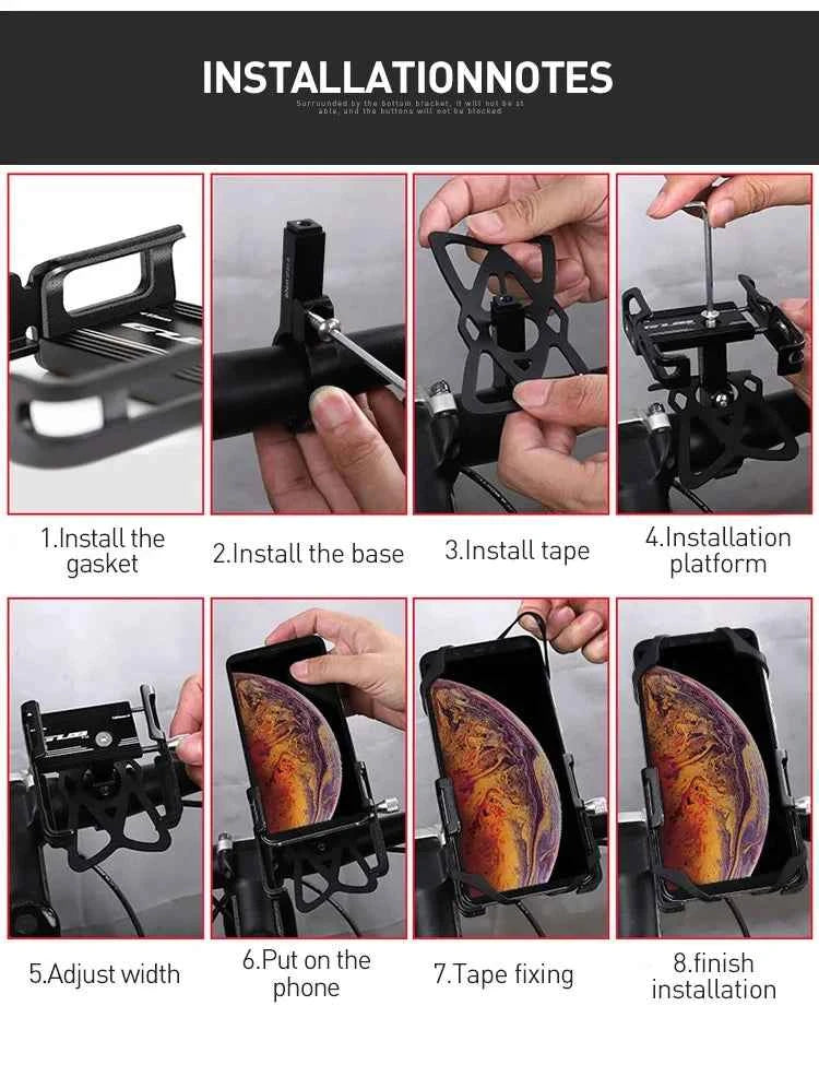GUB P10 Bike Phone Holder Bracket Aluminum Alloy Motorcycle Bicycle Stand Mount Support Handlebar Clip for 55-100mm