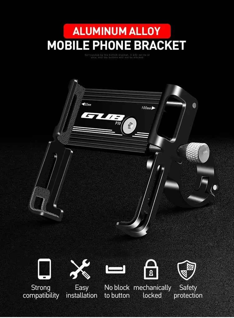 GUB P10 Bike Phone Holder Bracket Aluminum Alloy Motorcycle Bicycle Stand Mount Support Handlebar Clip for 55-100mm