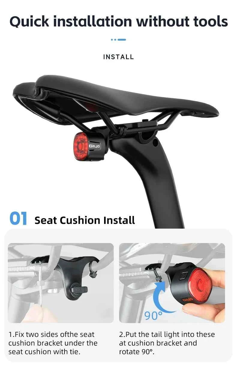 Tail Light for MTB/Road Bike ‌ IP66 Waterproof Smart with Auto Brake Sensing / Non-Smart Option LED Rear Lamp with RGB Light