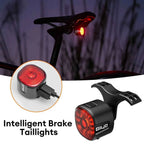 GlYO Bicycle Tail Light - Smart with Auto Brake Sensing / Non-Smart Option - IP66 Waterproof USB Rechargeable for MTB/Road Bike