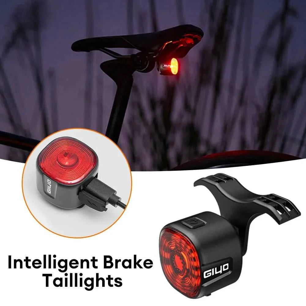 GlYO Bicycle Tail Light - Smart with Auto Brake Sensing / Non-Smart Option - IP66 Waterproof USB Rechargeable for MTB/Road Bike