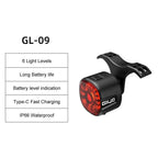 GlYO Bicycle Tail Light - Smart with Auto Brake Sensing / Non-Smart Option - IP66 Waterproof USB Rechargeable for MTB/Road Bike