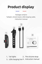 ROCKBROS Bike Tail Light Waterproof Seatpost Warning Bicycle Rear Light MTB Road LED Lamp Tailight USB Charging Cycling Light
