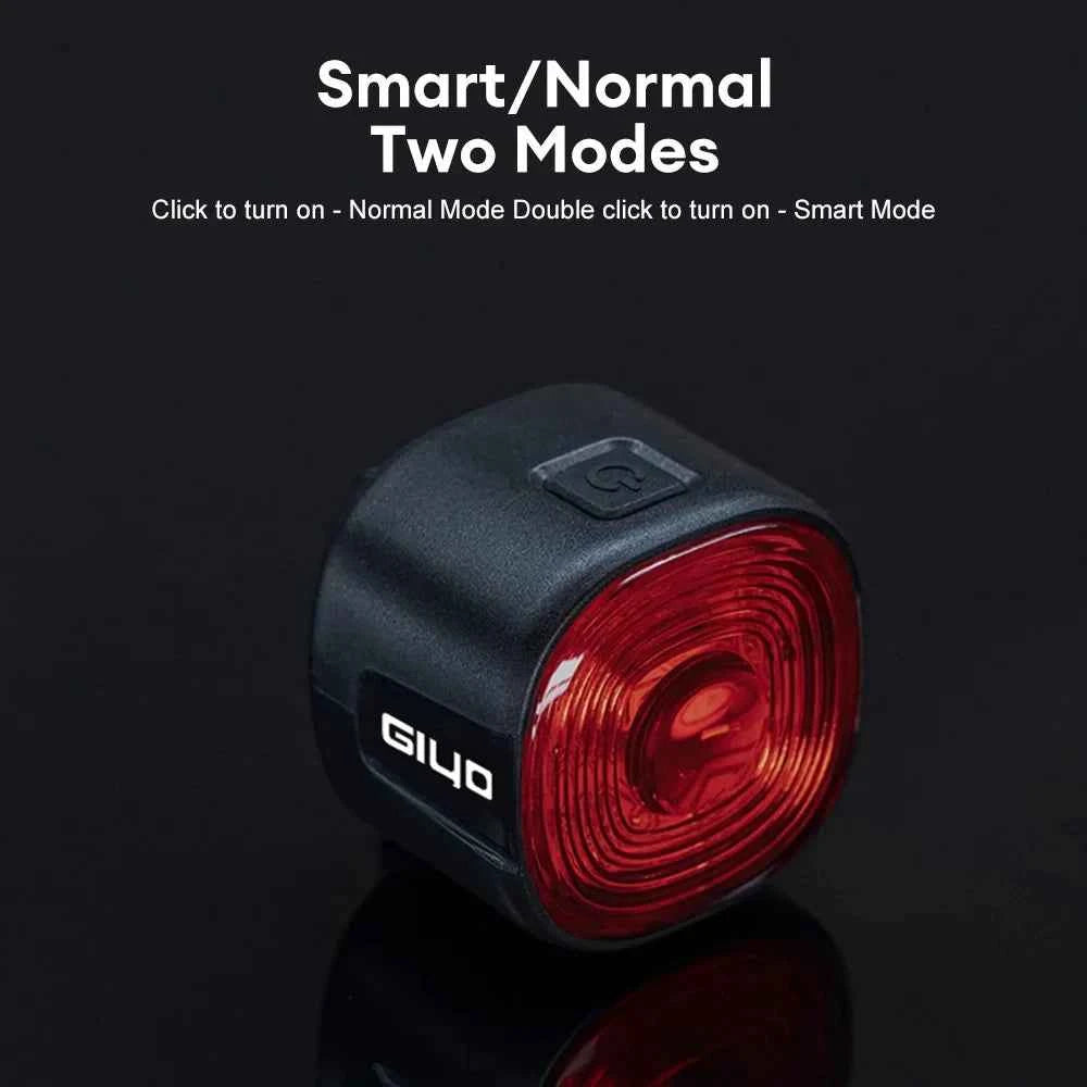 GlYO Bicycle Tail Light - Smart with Auto Brake Sensing / Non-Smart Option - IP66 Waterproof USB Rechargeable for MTB/Road Bike