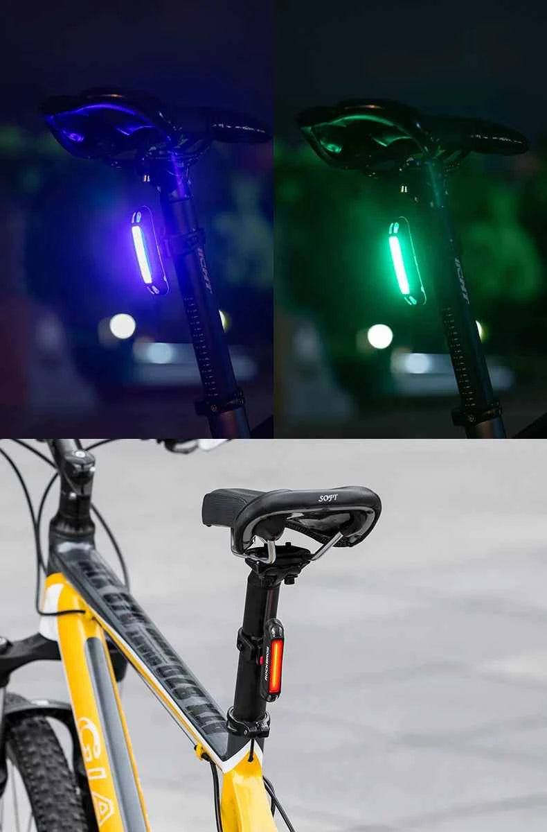 ROCKBROS Bike Tail Light Waterproof Seatpost Warning Bicycle Rear Light MTB Road LED Lamp Tailight USB Charging Cycling Light