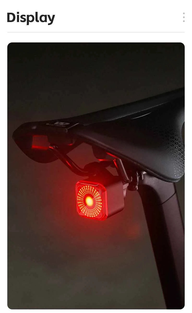 WEST BIKING Bicycle Rear Light Brake Sensing Digital Power Display Auto Start/Stop Long Endurance Taillight Cycling Accessories