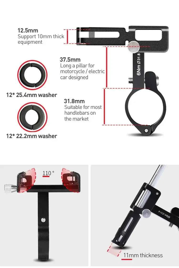 GUB P10 Bike Phone Holder Bracket Aluminum Alloy Motorcycle Bicycle Stand Mount Support Handlebar Clip for 55-100mm