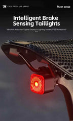 WEST BIKING Bicycle Rear Light Brake Sensing Digital Power Display Auto Start/Stop Long Endurance Taillight Cycling Accessories