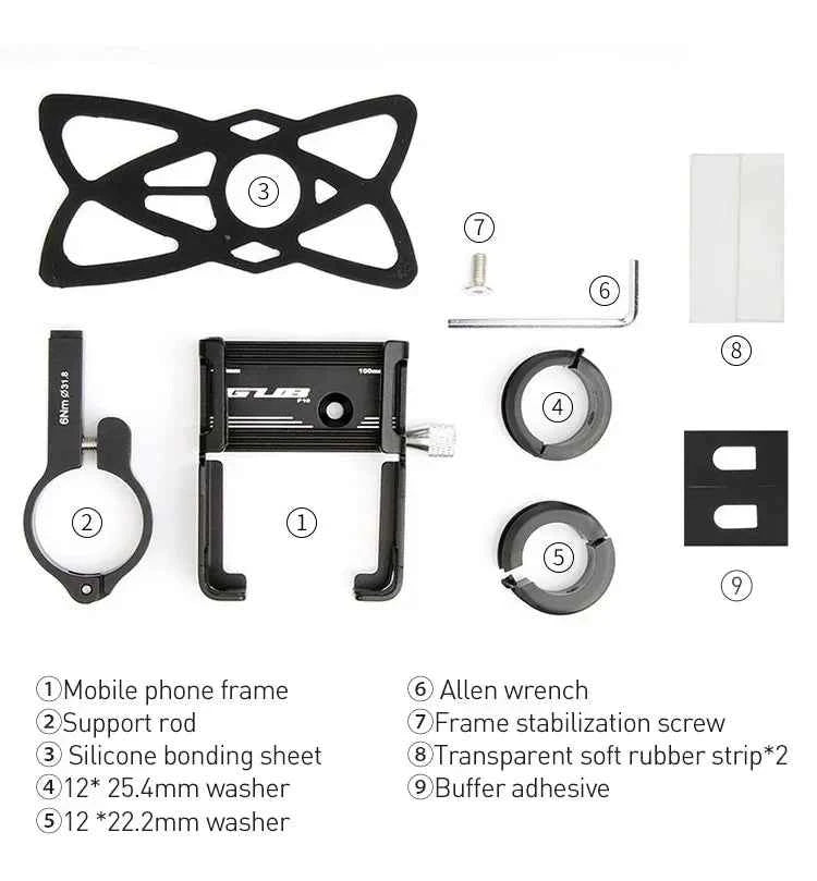 GUB P10 Bike Phone Holder Bracket Aluminum Alloy Motorcycle Bicycle Stand Mount Support Handlebar Clip for 55-100mm